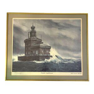 Merle Garver Barnhill Toledo Lighthouse Limited Edition Print Framed 19 x 16